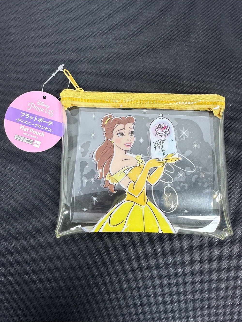 Disney Princess Belle Flat Pouch Clear Cosmetic Bag Travel Case NWT